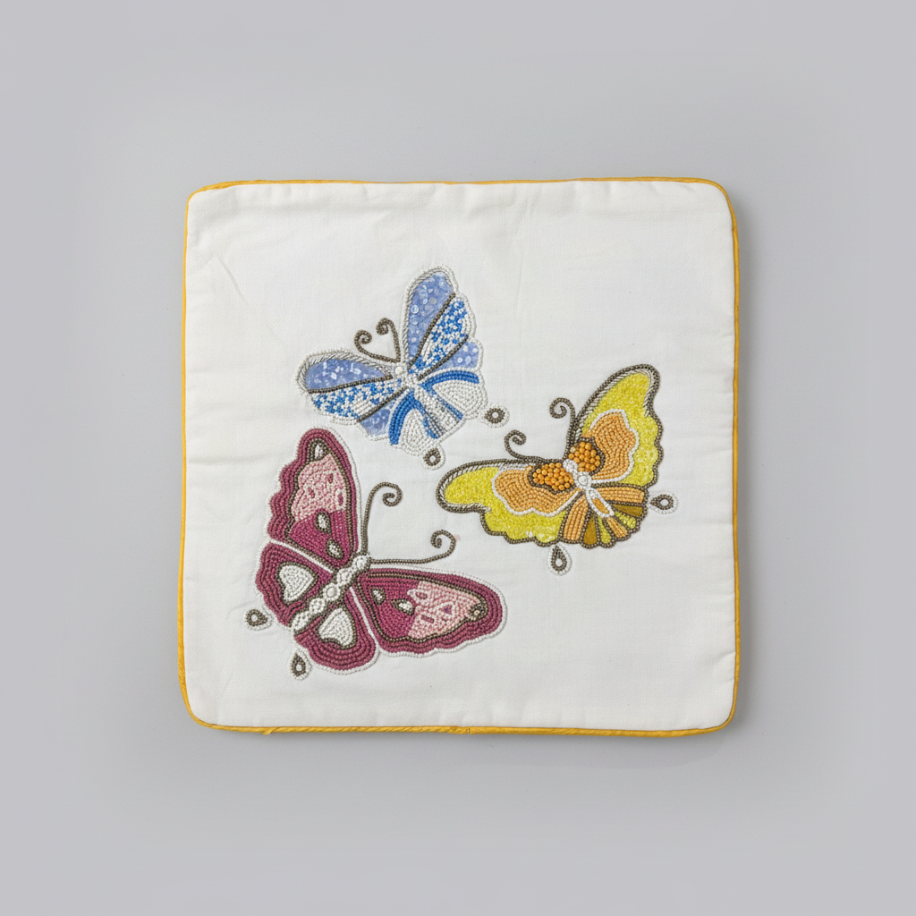 Elegant Butterfly Bead Embroidery Decorative Cushion Cover
