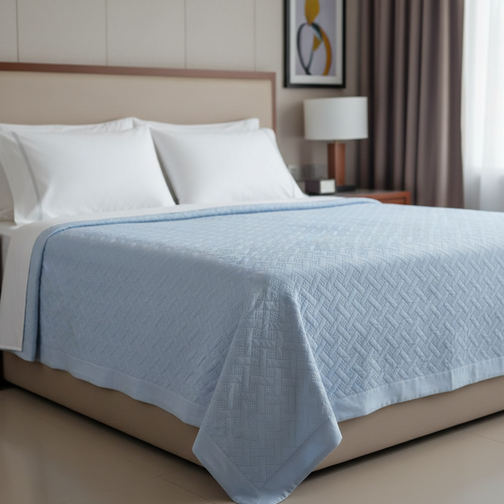 Blissful Blue Bloom Pure Cotton Perfectly Designed To Fit King Size Bedcover