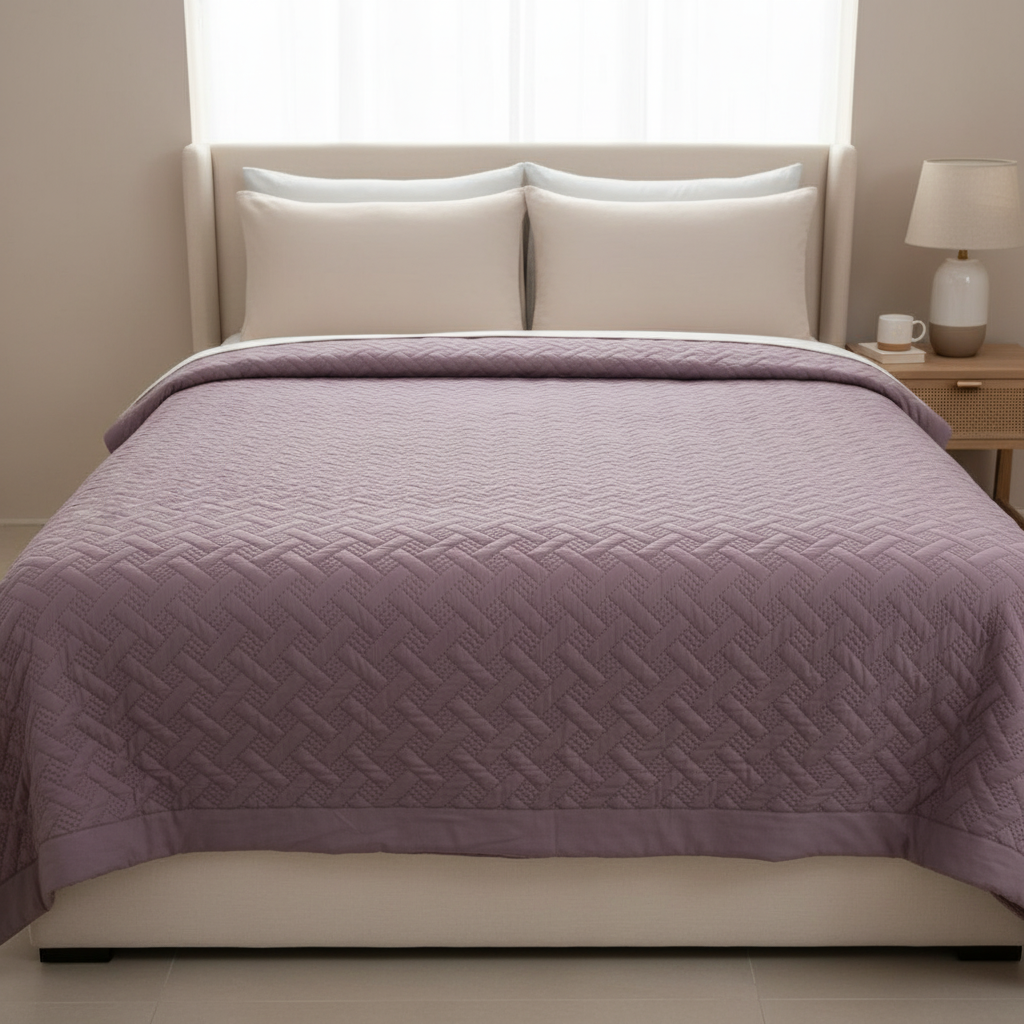 Blissful Purple Pure Cotton  Perfectly Designed To Fit King Size Bedcover