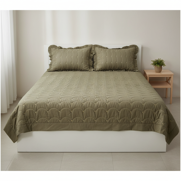 Serene Waves Pure Cotton King Size Bedcover with Elegant Quilted Finish