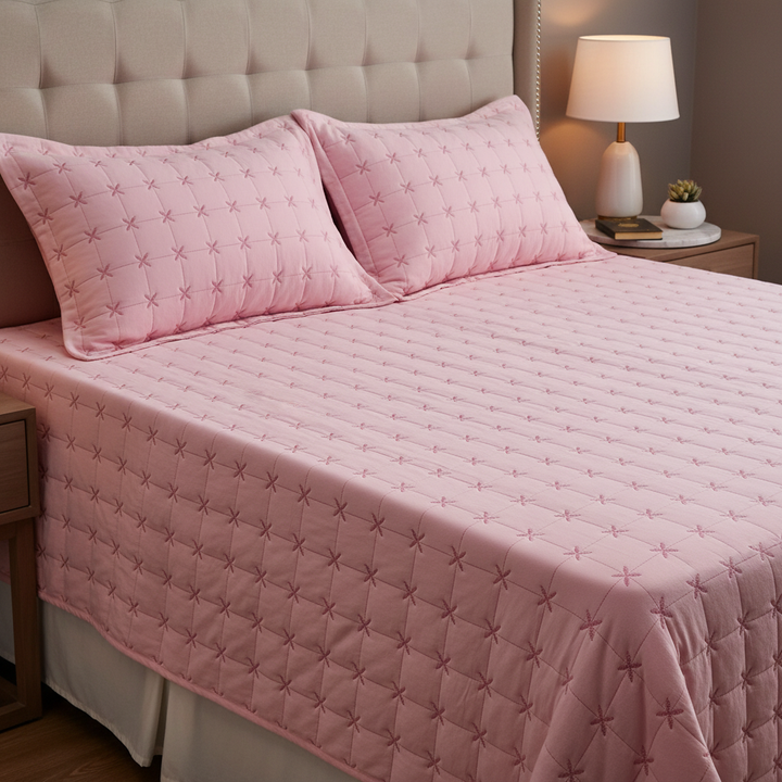 Pink Haven Pure Cotton Perfectly Designed To Fit King Size Bedcover,