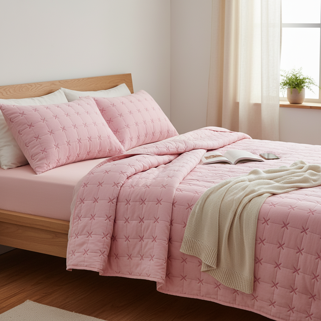 Pink Haven Pure Cotton Perfectly Designed To Fit King Size Bedcover,