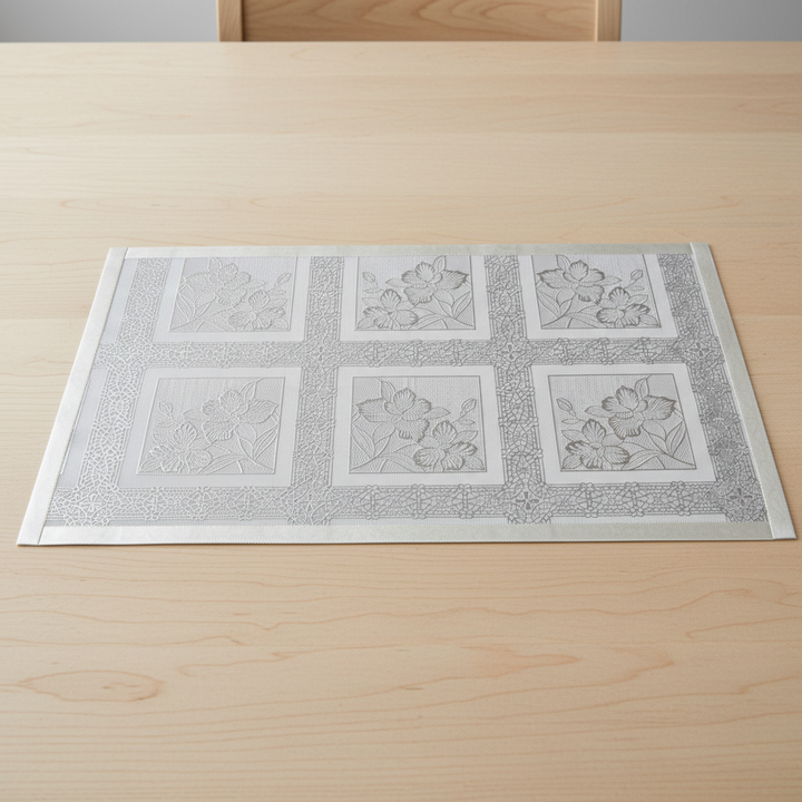 Premium Laminated Sliver Dining Table Placemats (Set of 6) – 12x18 Inches