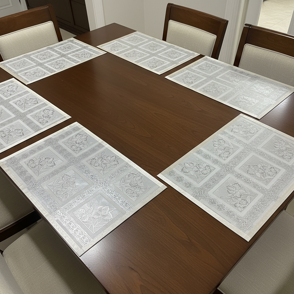 Premium Laminated Sliver Dining Table Placemats (Set of 6) – 12x18 Inches