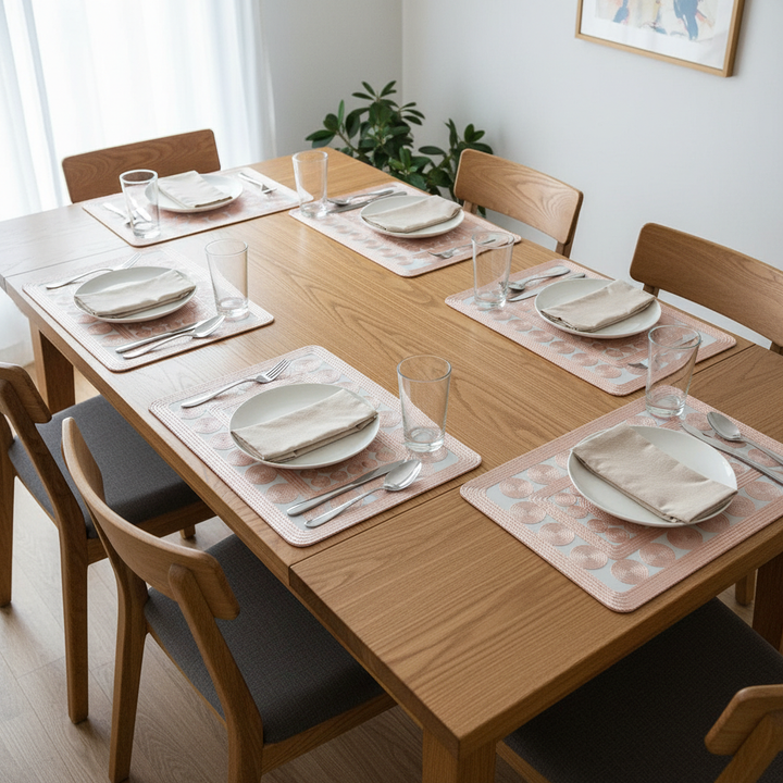 Premium Rose Gold Dining Table Placemats (Set of 6) – 12x18 Inches