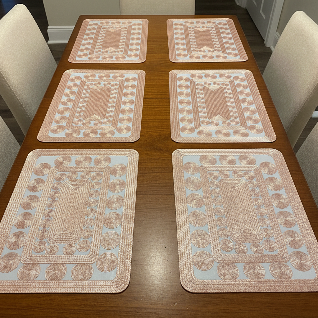 Premium Rose Gold Dining Table Placemats (Set of 6) – 12x18 Inches