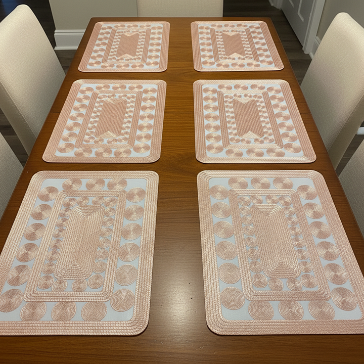 Premium Rose Gold Dining Table Placemats (Set of 6) – 12x18 Inches