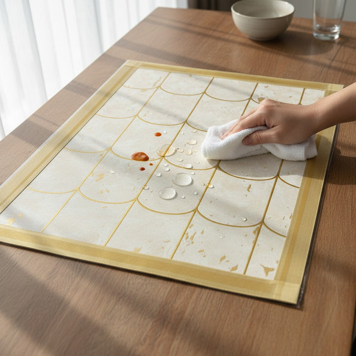 Premium Laminated Gold Dining Table Placemats (Set of 6) – 12x18 Inches