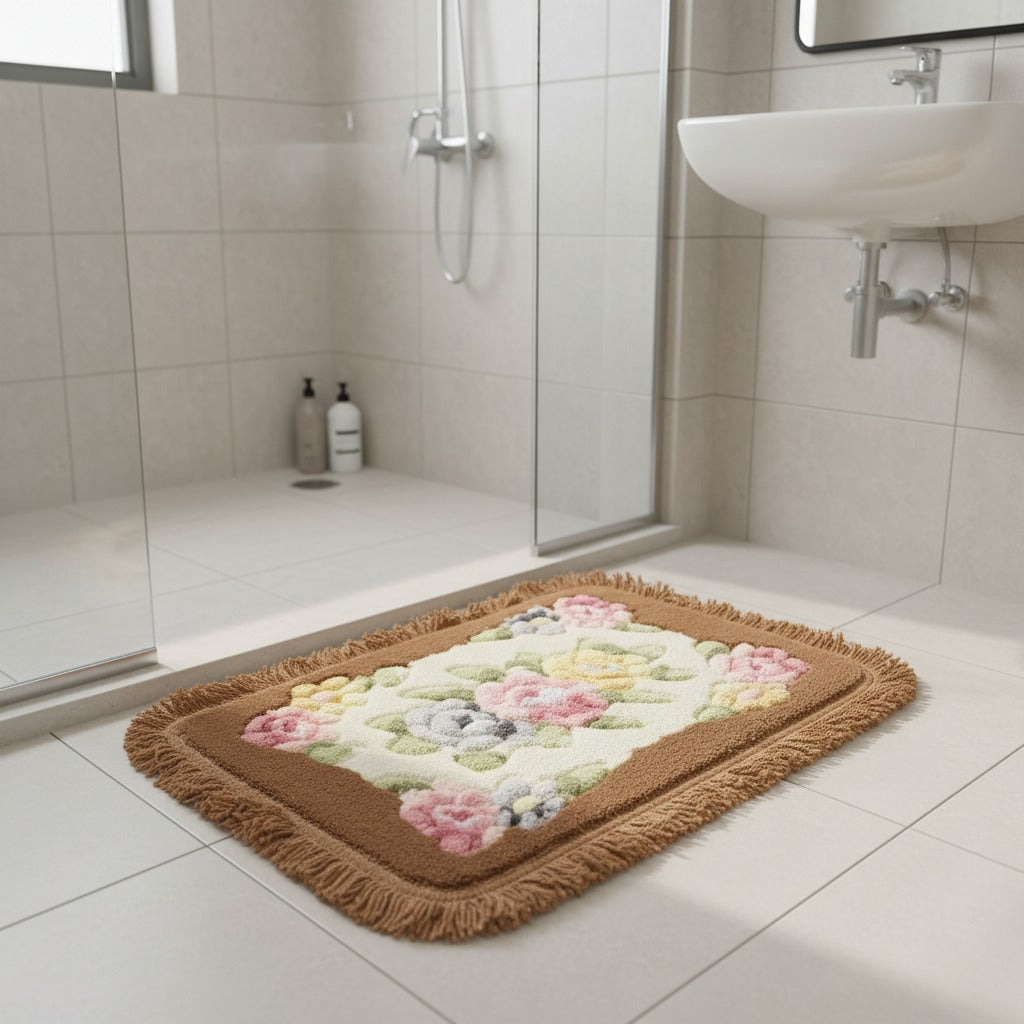 Ultra-Soft Flower Design Bath Mat | Super Absorbent & Anti-Slip (16 x 23 Inch)