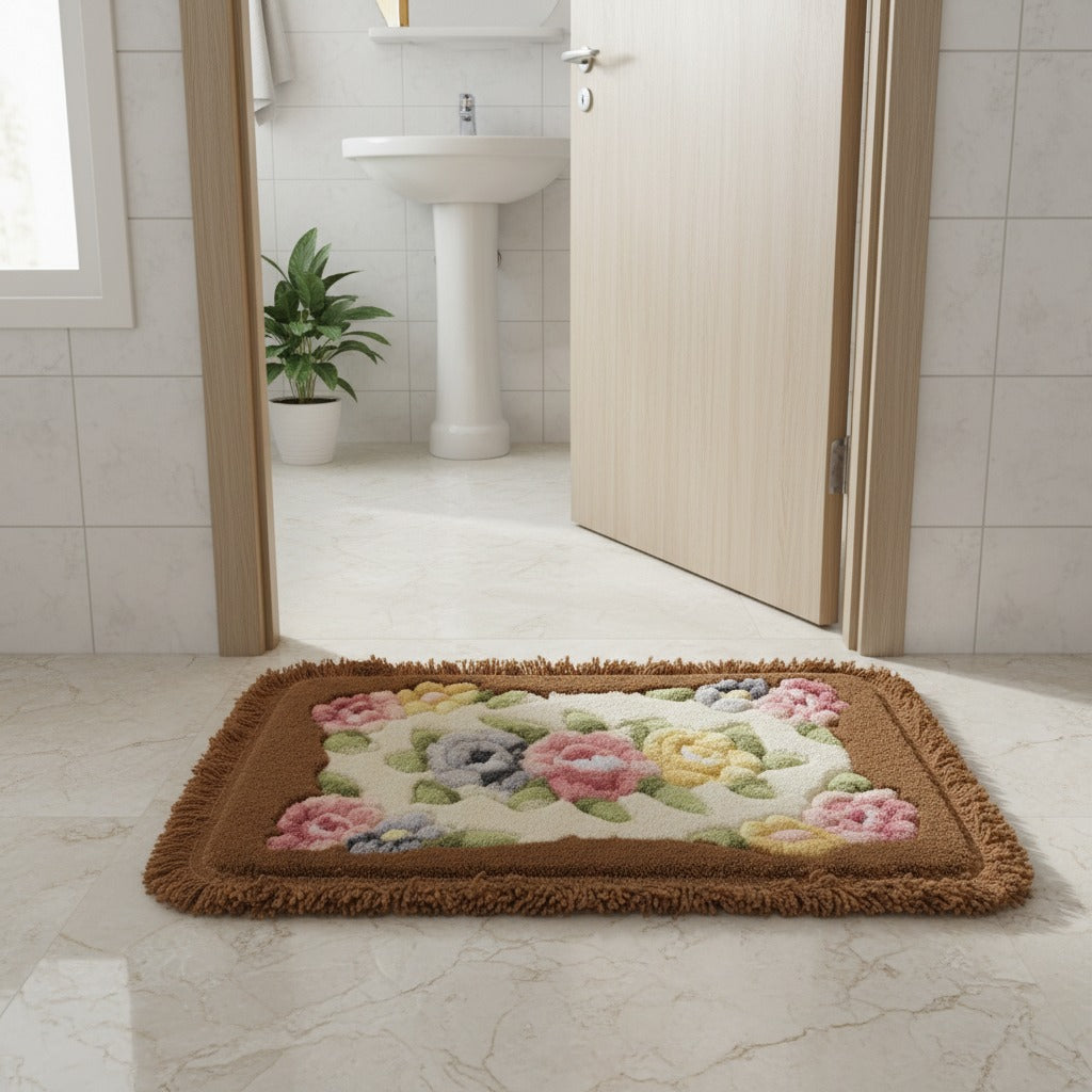 Ultra-Soft Flower Design Bath Mat | Super Absorbent & Anti-Slip (16 x 23 Inch)