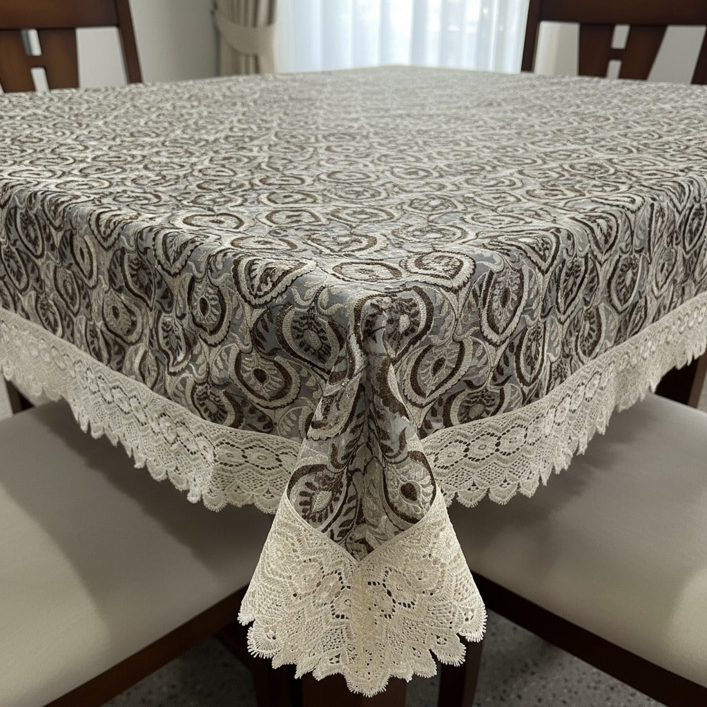 Luxury Royal Paisley Tissue Embroidered 6- 8 Seater Table Cloth | 60x90