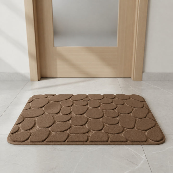 Ultra-Soft Pebble Brown Design Bath Mat | Super Absorbent & Anti-Slip (16 x 23 Inch)