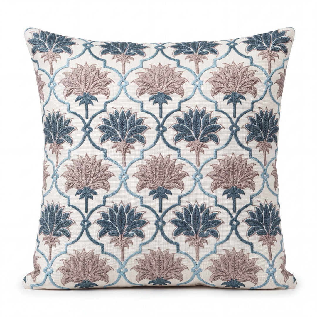 Royal Lotus Premium Digital Printed Cushion Covers - Pack of 5- Teal Blue