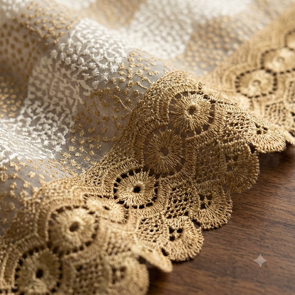 Bindi Dot Tissue Table Cover Golden &amp; White