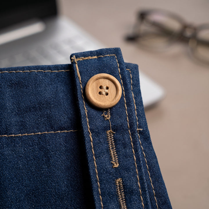 Adjustable neck strap with wooden button