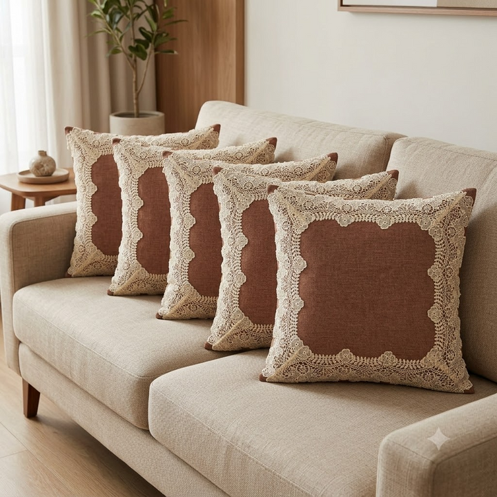Gulnaz Cushion Covers Chocolate Brown