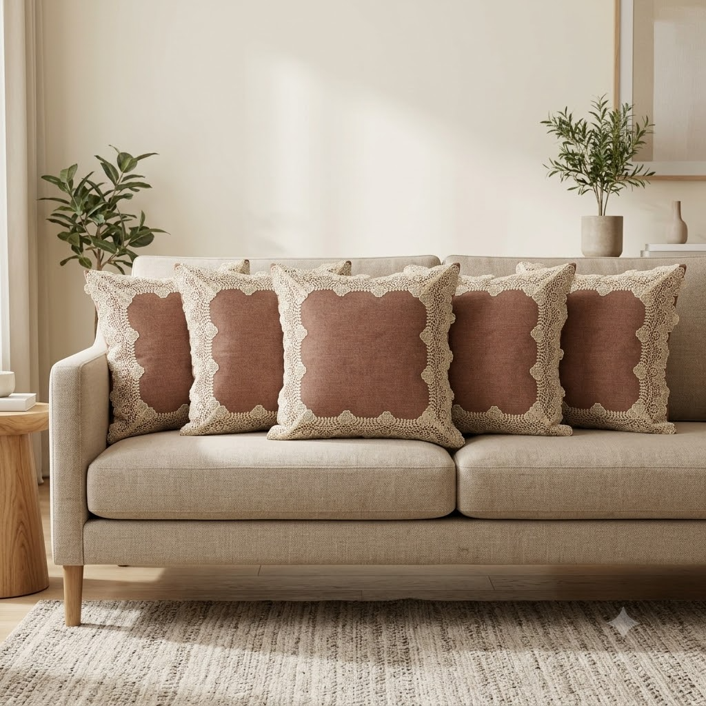 Gulnaz Cushion Covers Chocolate Brown