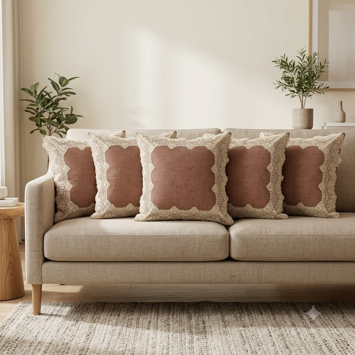 Gulnaz Cushion Covers Chocolate Brown