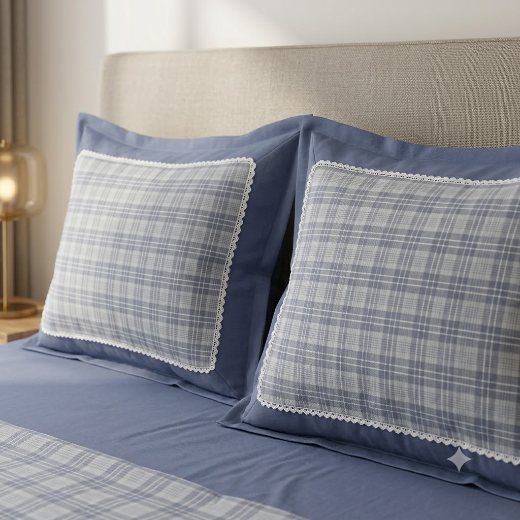 Grace & Lace Check Bedsheet Blue