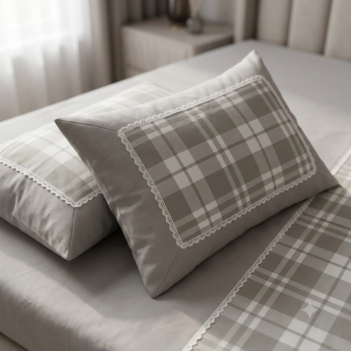 Grace &amp; Lace Check Bedsheet Grey