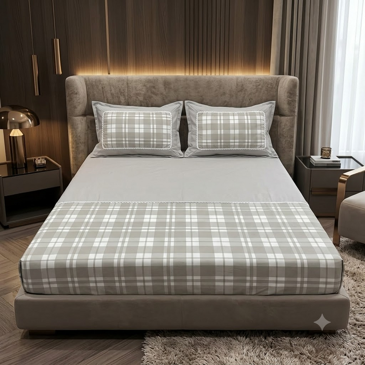 Grace &amp; Lace Check Bedsheet Grey