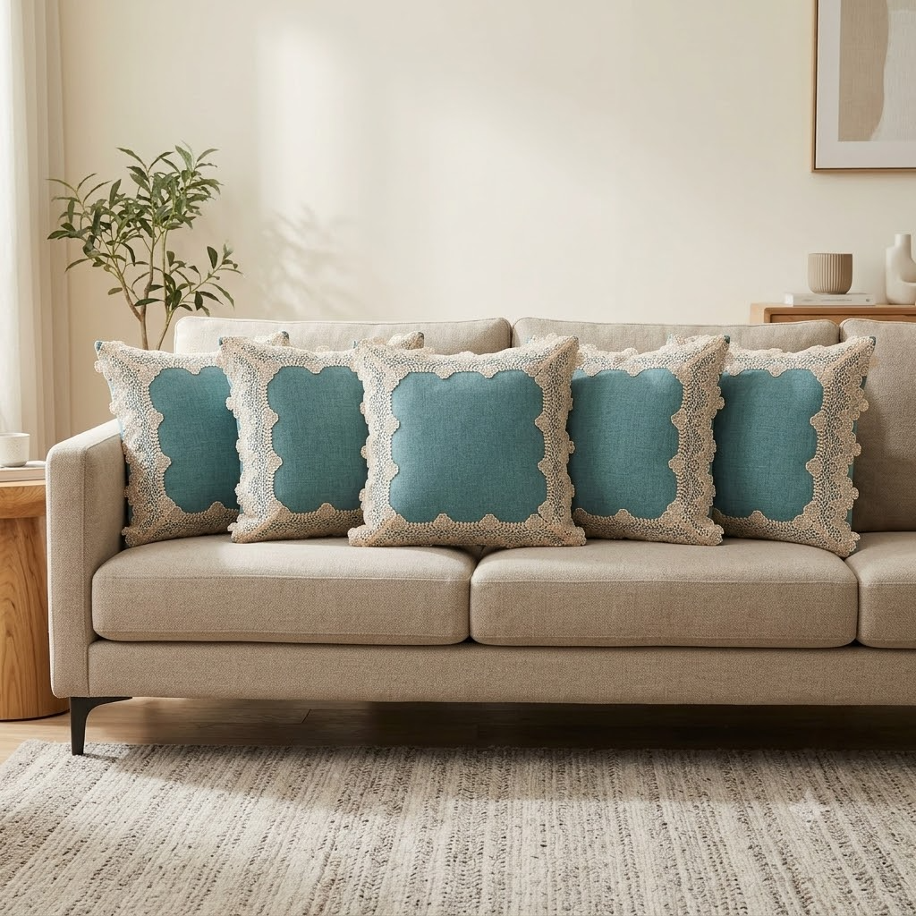 Gulnaz Cushion Covers Teal Blue