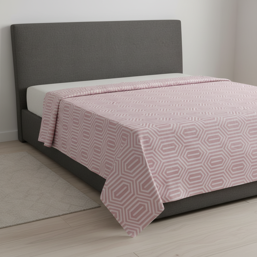 Royal Dhaaga Jacquard Pure Cotton King Size Bedsheet, 300 TC Pink