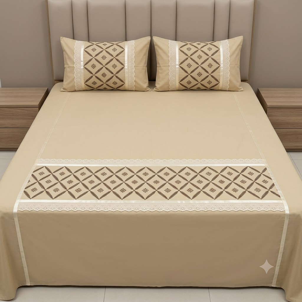 Nazakat Cotton Bedsheet Brown