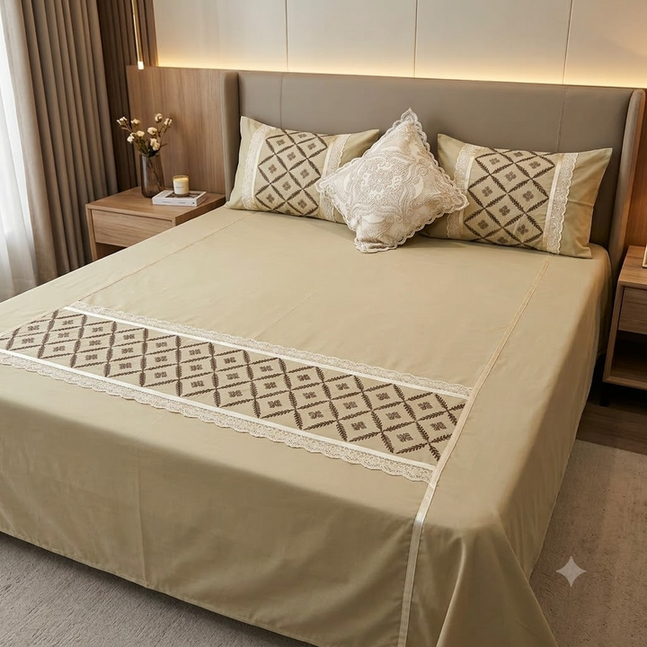 Nazakat Cotton Bedsheet Brown
