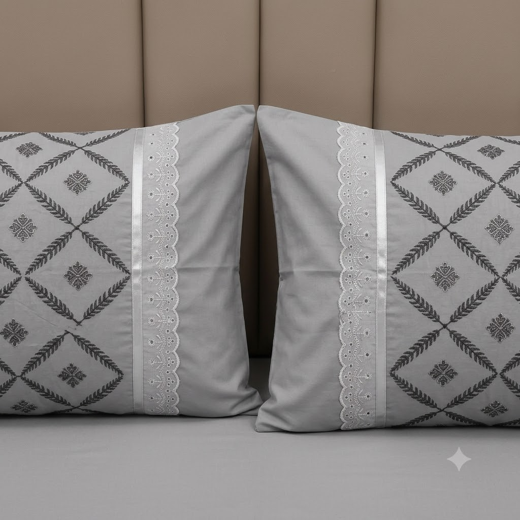 Nazakat Cotton Bedsheet Grey