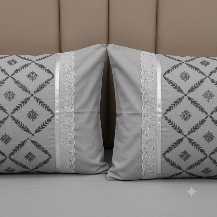 Nazakat Cotton Bedsheet Grey