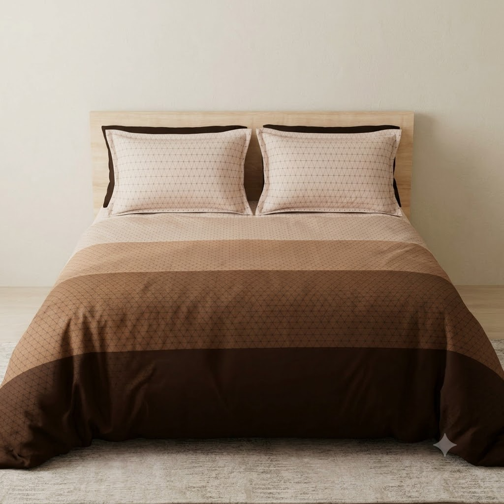 Ombre Pure Cotton King Size Bedsheet Brown