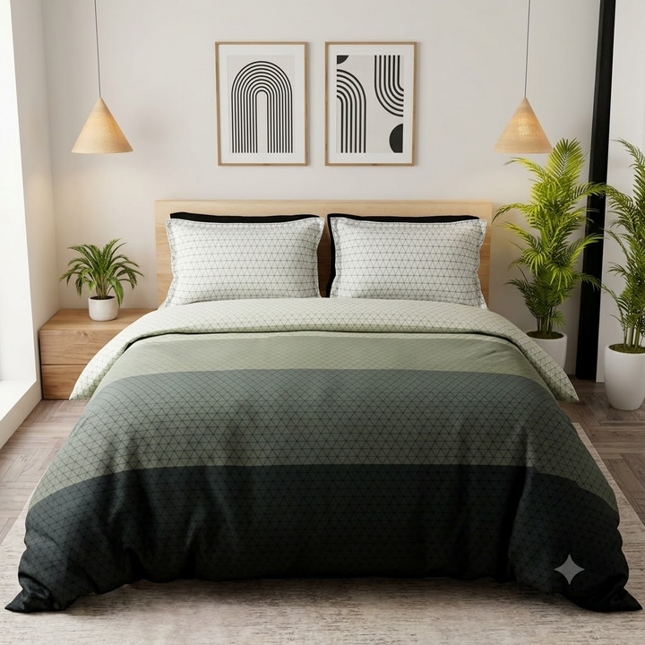 Ombre Pure Cotton King Size Bedsheet Green