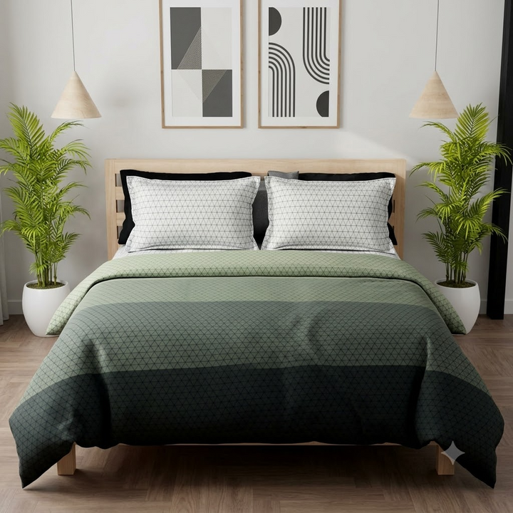 Ombre Pure Cotton King Size Bedsheet Green