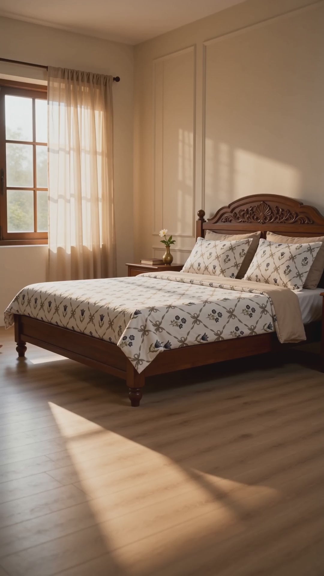 Phoolwari 100% Pure Cotton King Size Bedsheet, 300 TC (108" x 108", Grey)