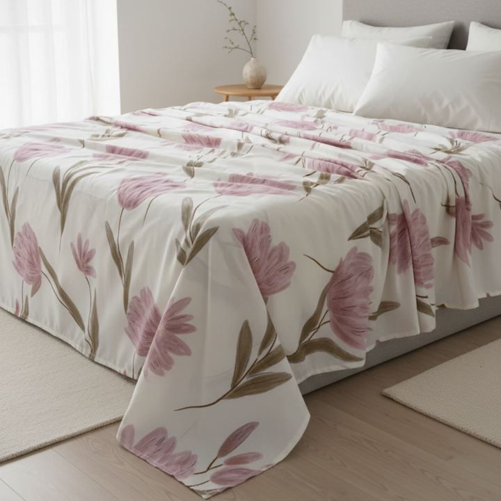 Modern Rose Garden 100% Cotton King Size Bedsheet, 250 TC