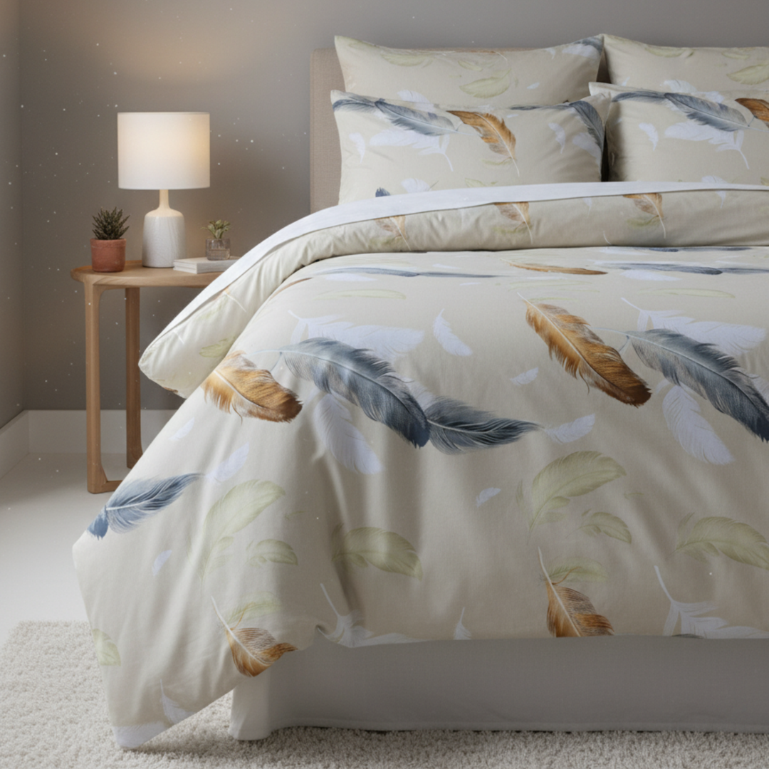 Modern Feather Sukoon 100% Cotton King Size Bedsheet, 250 TC