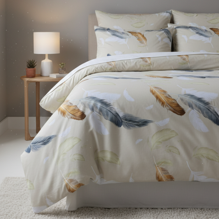 Modern Feather Sukoon 100% Cotton King Size Bedsheet, 250 TC