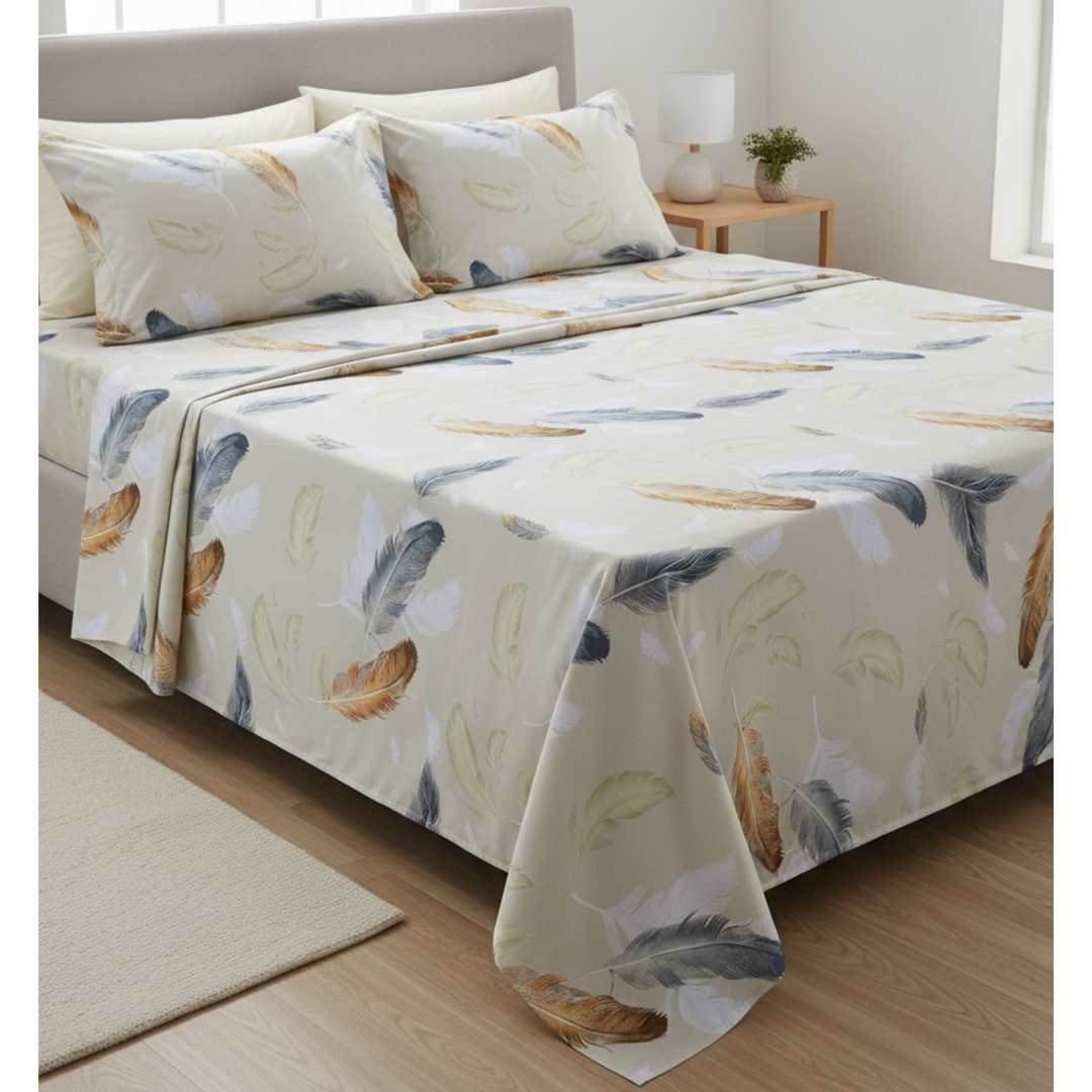 Modern Feather Sukoon 100% Cotton King Size Bedsheet, 250 TC